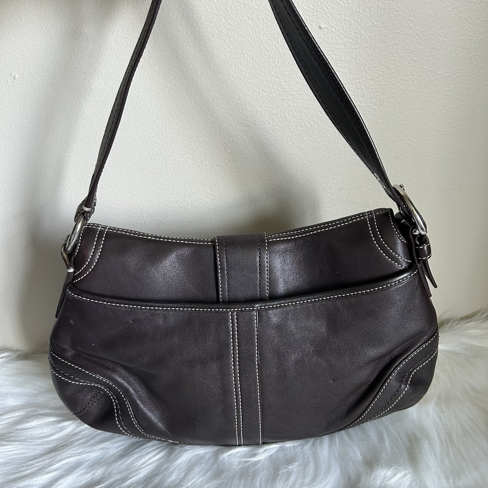 Coach Soho Flap Dark Brown Leather Shoulder Bag J0776-F10910 Excellent - Picture 2 of 13